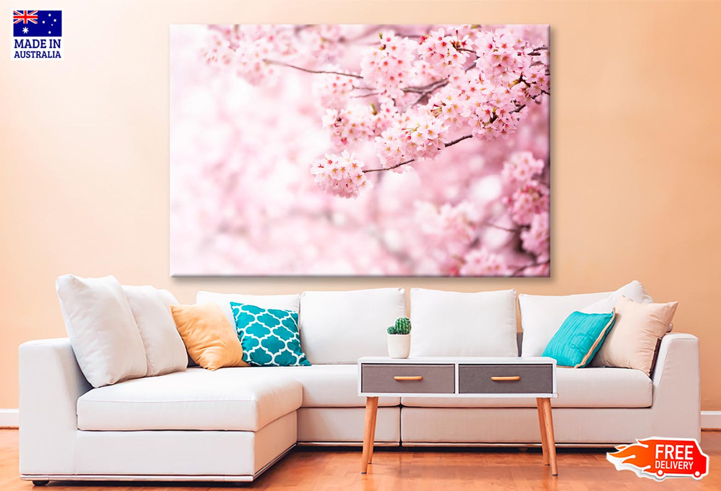 Cherry Blossom In Full Bloom Wall Art Decor 100% Australian Made