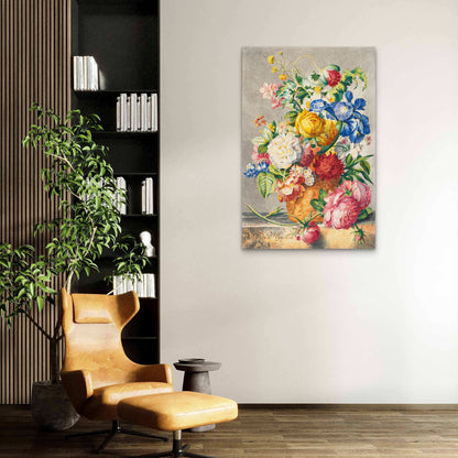 Floral Still Life Dutch Vintage Painting 60x90cm Metal Print Ready to Hang - Bella Home Decor