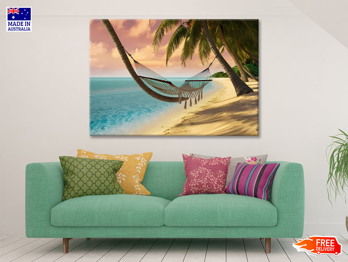 Hammock on the Beach Print 100% Australian Made - Bella Home Decor