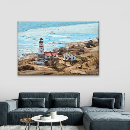 Beautiful Winter Day At The Merzhanovo Lighthouse Russia  Wall Art Decor 100% Australian Made
