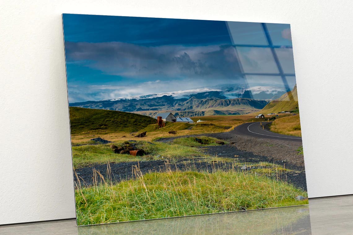 Green Grass Lands with Mountains Acrylic Glass Print Tempered Glass Wall Art 100% Made in Australia Ready to Hang