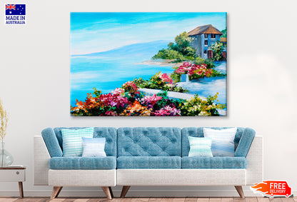 House Near The Sea, Sea Coast Oil Painting Limited Edition High Quality Print