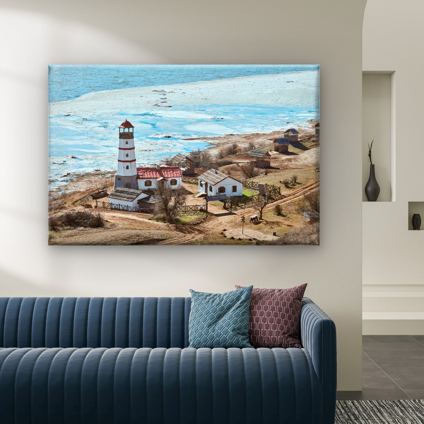 Beautiful Winter Day At The Merzhanovo Lighthouse Russia  Wall Art Decor 100% Australian Made