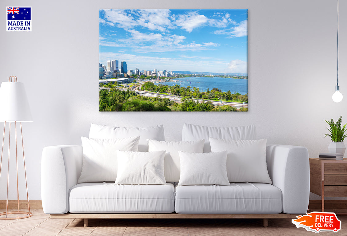 Skyline of Perth city central Print 100% Australian Made