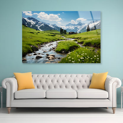 Lake and Mountains View Acrylic Glass Print Tempered Glass Wall Art 100% Made in Australia Ready to Hang - Bella Home Decor