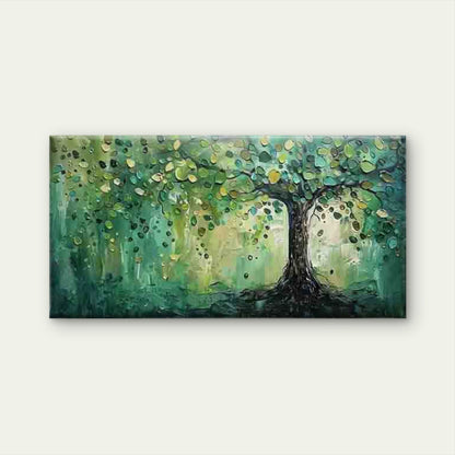 Abstract Tree with Green Leaves Wall Art Canvas Office Home Room Framed 120x60cm - Bella Home Decor
