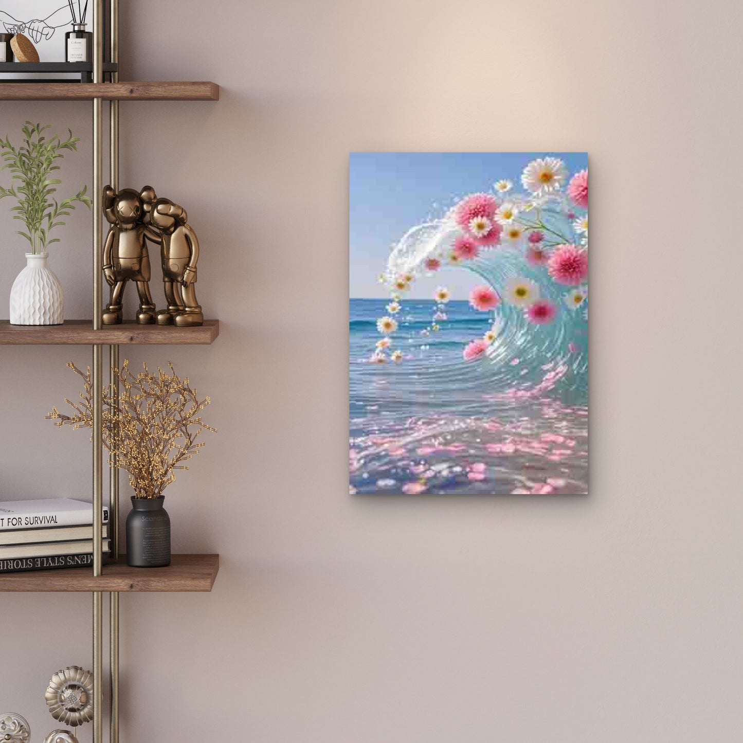 Oceans Embrace and White in a Sea Wave 60x90cm Metal Print Ready to Hang - Bella Home Decor