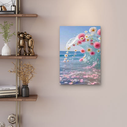 Oceans Embrace and White in a Sea Wave 60x90cm Metal Print Ready to Hang - Bella Home Decor