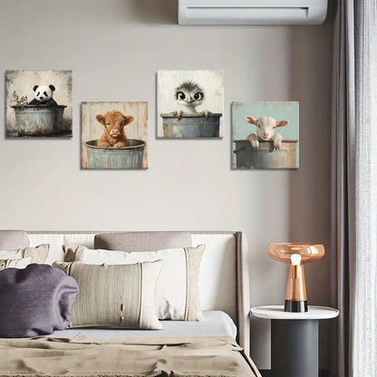 4pcs Lamb Room Aesthetic   Wall Art Canvas Framed