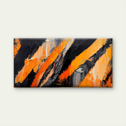 Textured Orange Acrylic Paint Wall Art Canvas Office Home Room Framed 120x60cm - Bella Home Decor