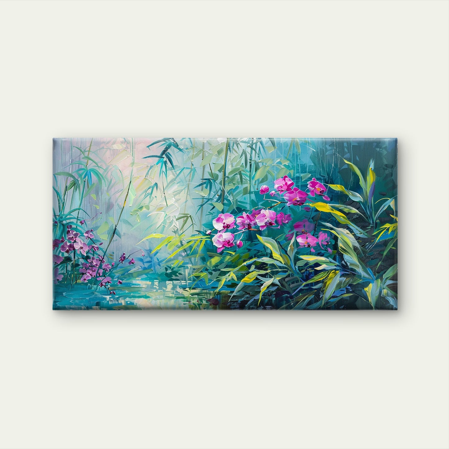 Tropical Pink Orchid Art paint Wall Art Canvas Office Home Room Framed 120x60cm