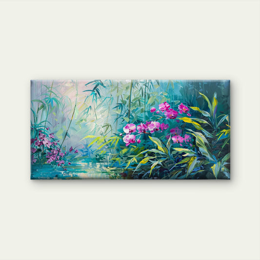 Tropical Pink Orchid Art paint Wall Art Canvas Office Home Room Framed 120x60cm