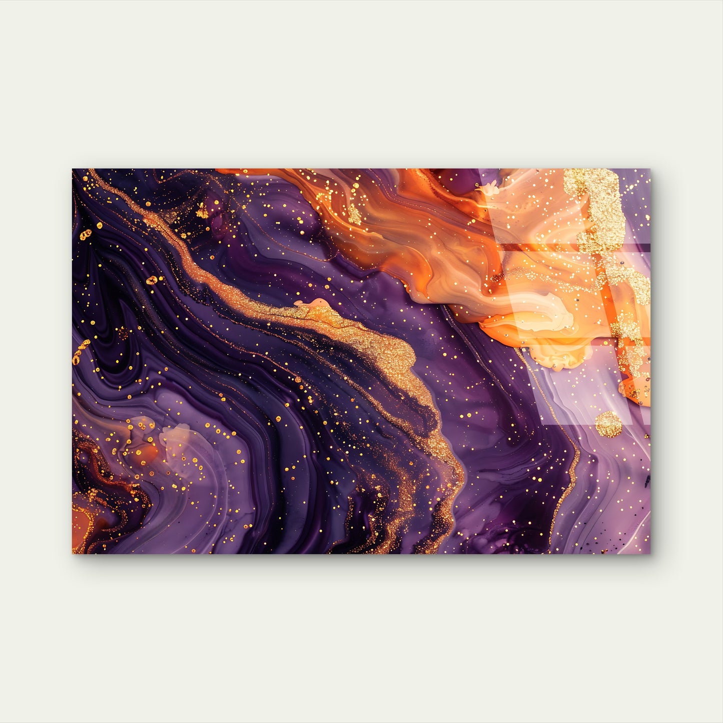 Abstract Purple Agate Orange Swirl Acrylic Glass Printing Wall Art Australian Made Quality