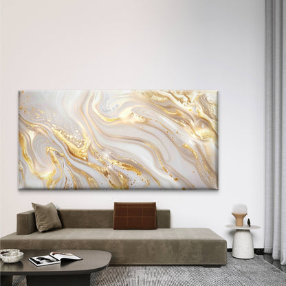 White Gold Marble Texture Wall Art Canvas Office Home Room Framed 120x60cm