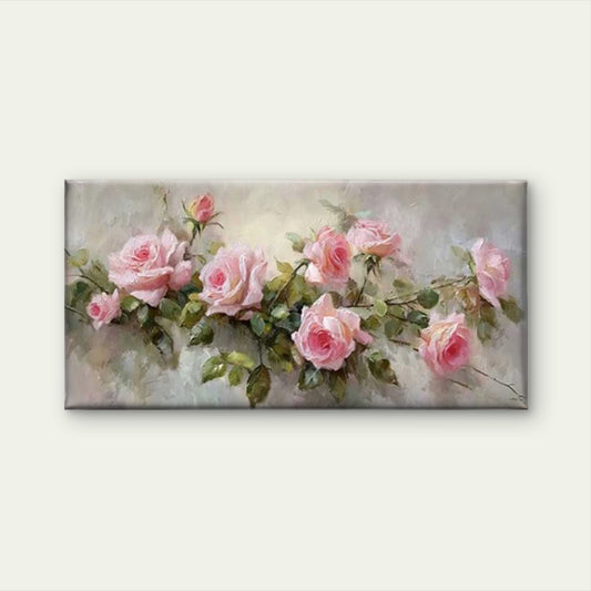 Pink Blooming Roses Bouquet Wall Art Canvas Office Home Room Framed 120x60cm