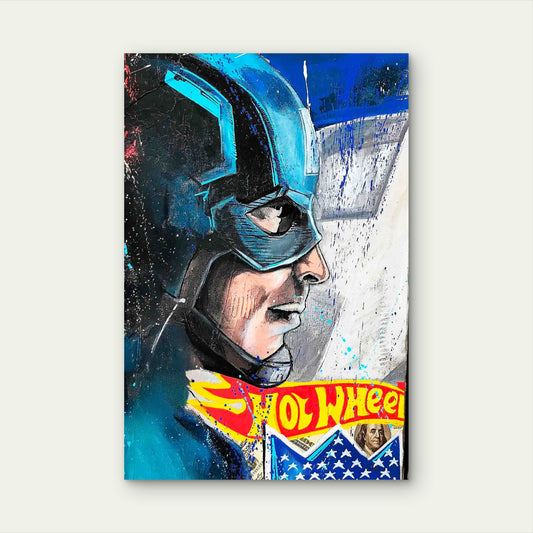 Urban Street Art Graffiti Comic Hero 60x90cm Metal Print Ready to Hang