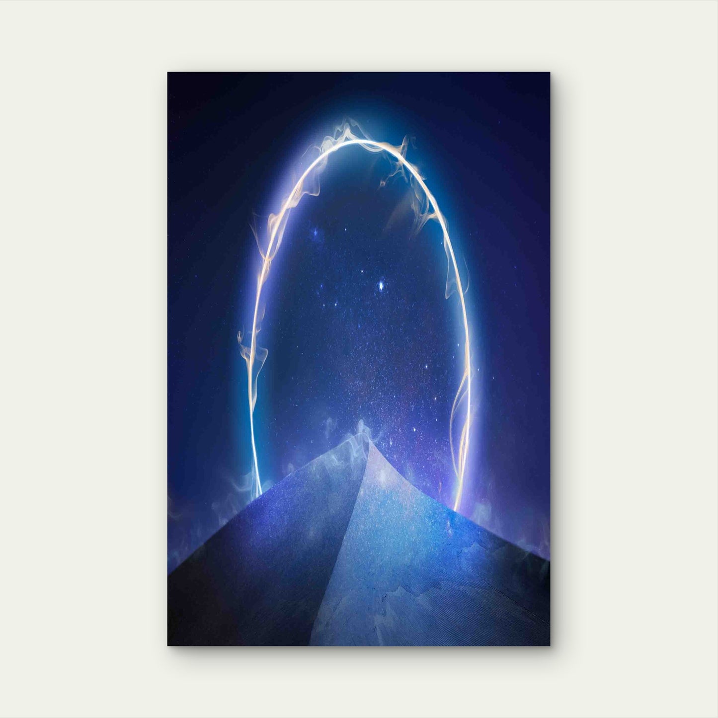 Pyramidal Landscape Under a Starry Night Sky Metal Print Ready to Hang