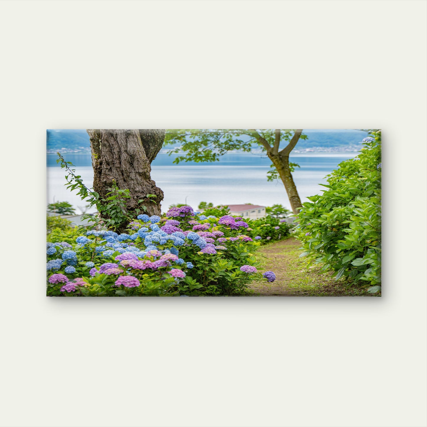Hydrangeas Garden painting Wall Art Canvas Office Home Room Framed 120x60cm