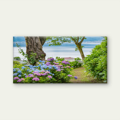 Hydrangeas Garden painting Wall Art Canvas Office Home Room Framed 120x60cm