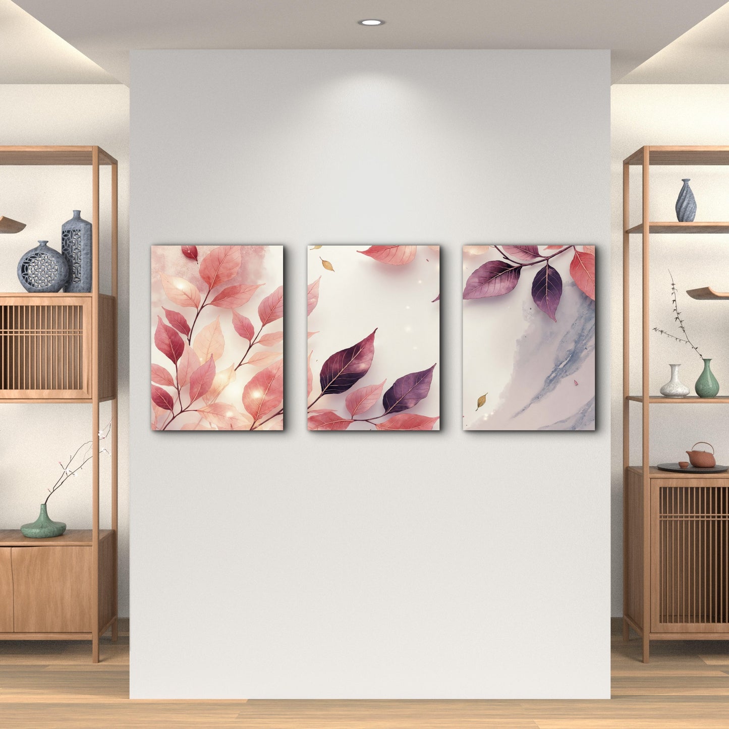 3pcs Gentle Winds Drift Through Pastel Foliage Wall Art Set Canvas Framed 40x60cm - High Quality Print 100% Australian Made Wall Canvas Ready to Hang - Bella Home Decor