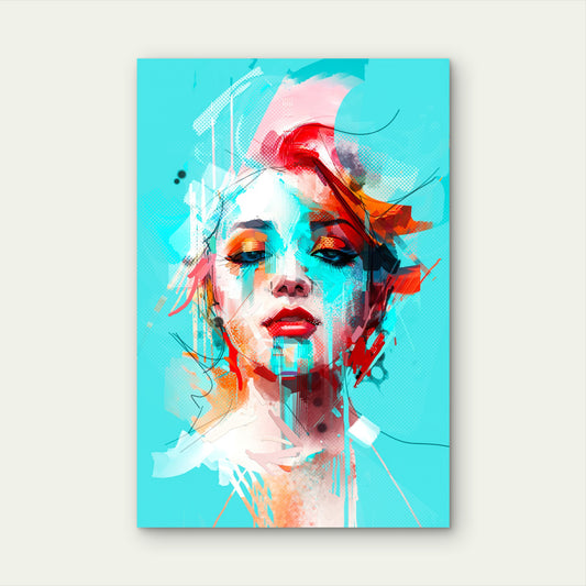 Contemporary Abstract Lady Graffiti 40x60cm Metal Print Ready to Hang