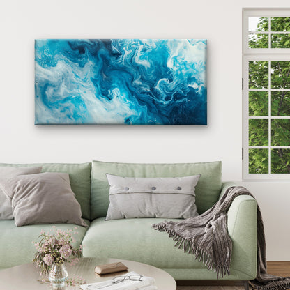 Ocean Wave Fluid Art Painting Wall Art Canvas Office Home Framed 120x60cm