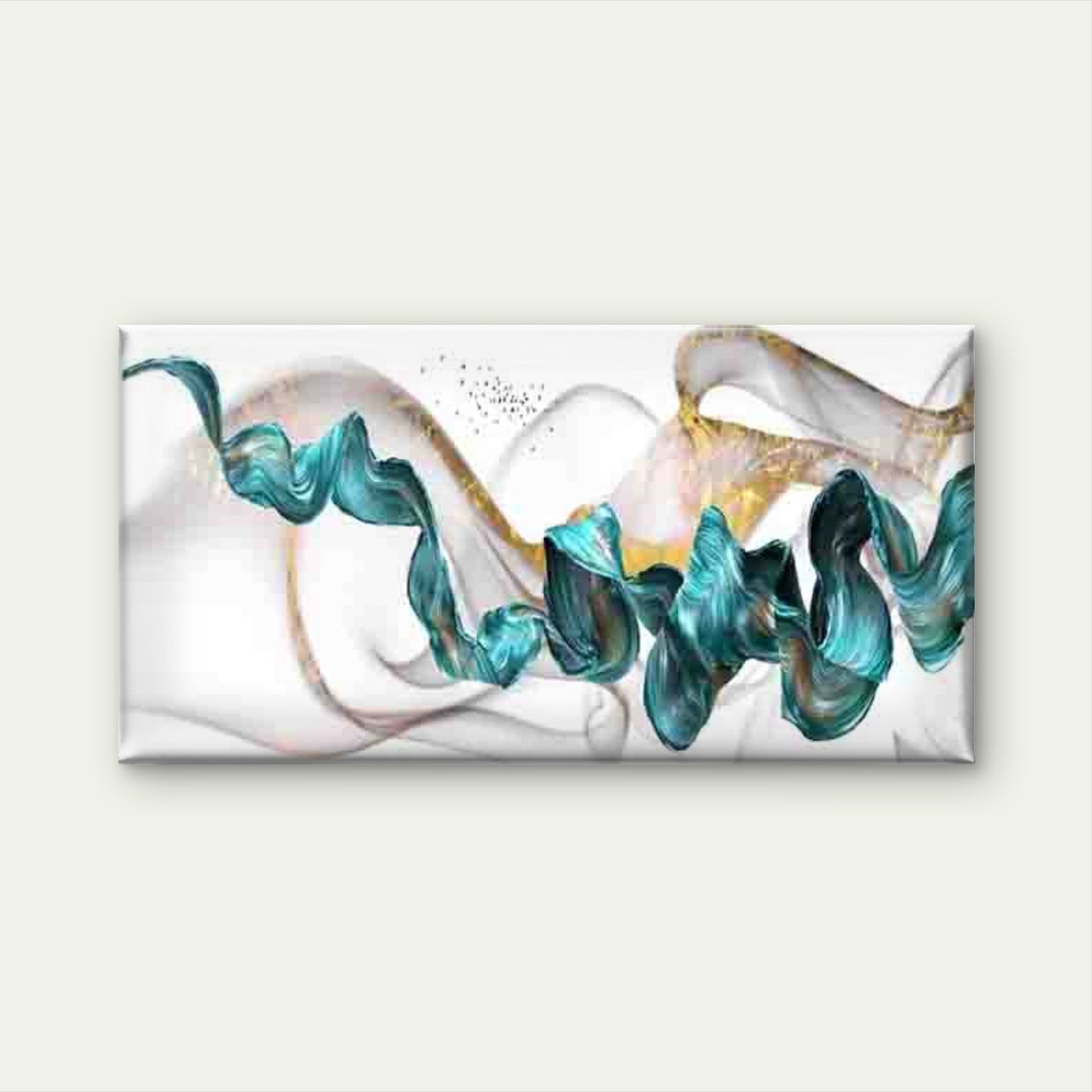 Fluid Shapes in Teal And Golden Wall Art Canvas Office Home Room Framed 120x60cm - Bella Home Decor
