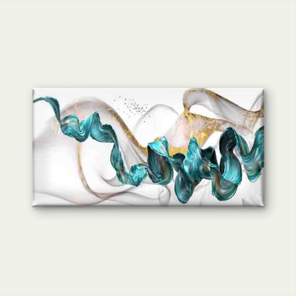Fluid Shapes in Teal And Golden Wall Art Canvas Office Home Room Framed 120x60cm - Bella Home Decor