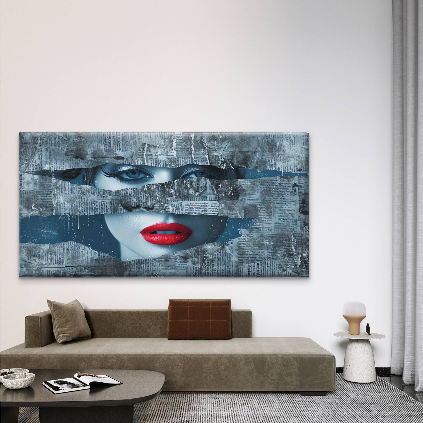 Abstract Woman Face Wall Art Canvas Office Home Room Framed 120x60cm