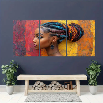 3pcs African Braids Canvas Art Prints Metal Print Ready to Hang Art - Bella Home Decor