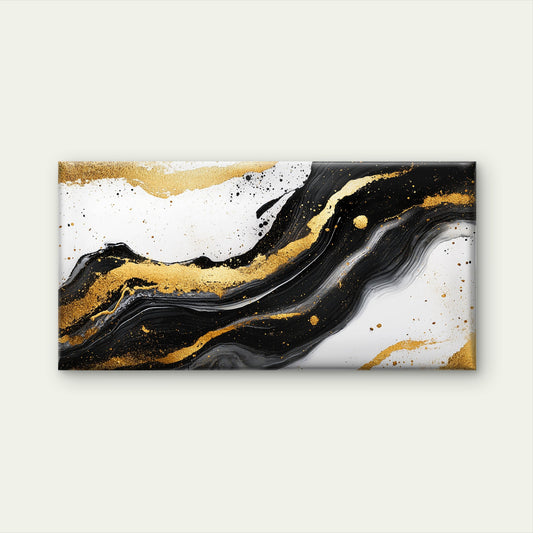 Black Gold Fluid Abstract Wall Art Canvas Office Home Room Framed 120x60cm