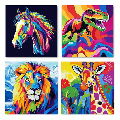 4pcs  Horses Dinosaurs  Lions Giraffes  DL  Wall Art Canvas Framed