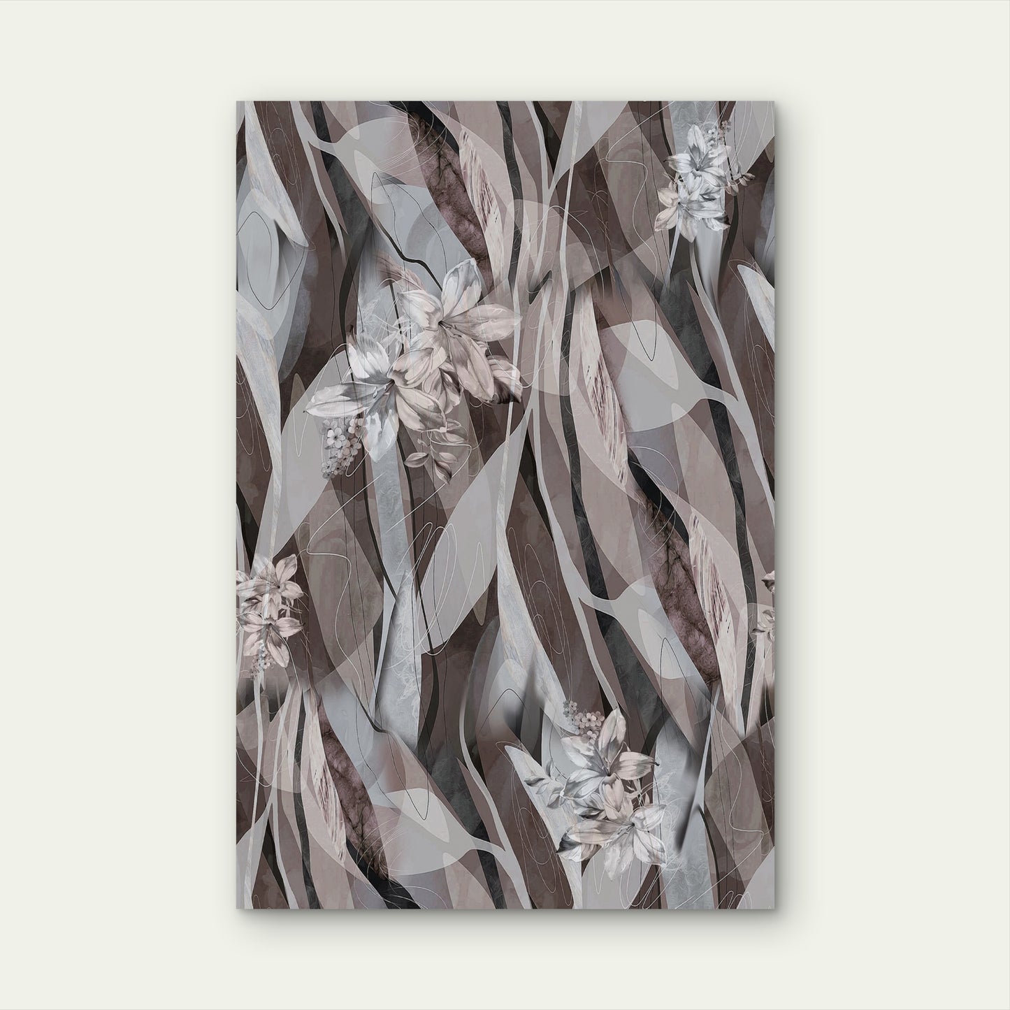 Abstract Moody Neutral Lily Wildflower 40x60cm Metal Print Ready to Hang