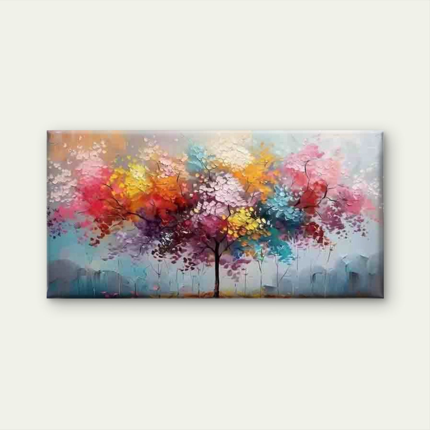 Colorful Abstract Tree Painting Wall Art Canvas Office Home Room Framed 120x60cm - Bella Home Decor