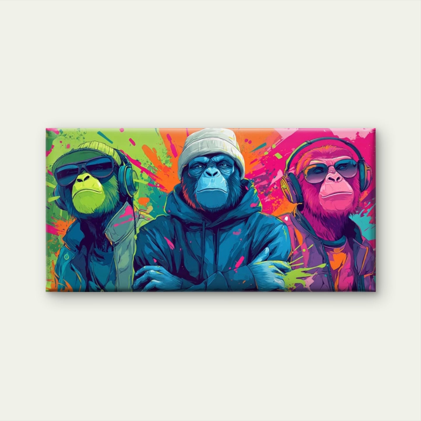 Colorful Hip Hop Monkeys Wall Art Canvas Office Home Room Framed 120x60cm