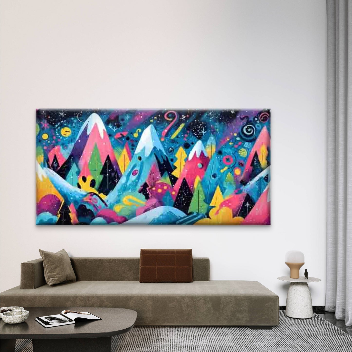 Colorful Abstract Mountain Wall Art Canvas Office Home Room Framed 120x60cm