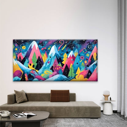 Colorful Abstract Mountain Wall Art Canvas Office Home Room Framed 120x60cm