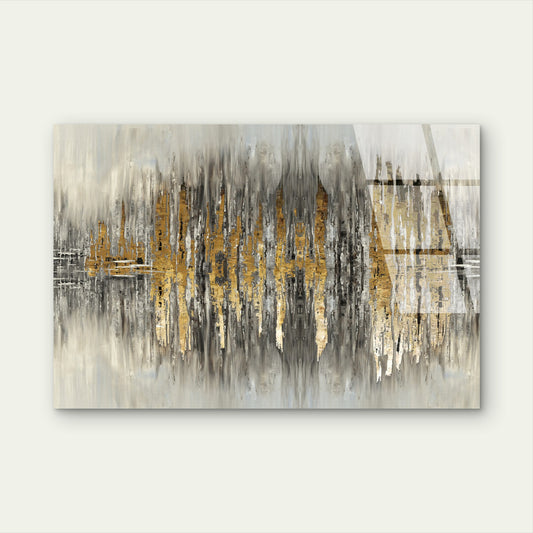Abstract Gold Foil Grey Texture  Acrylic Glass Printing Wall Art Australian Made Quality