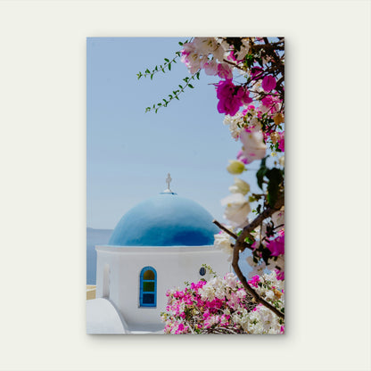 Blue-Domed Churches in Oia, Santorini 40x60cm Metal Print Ready to Hang