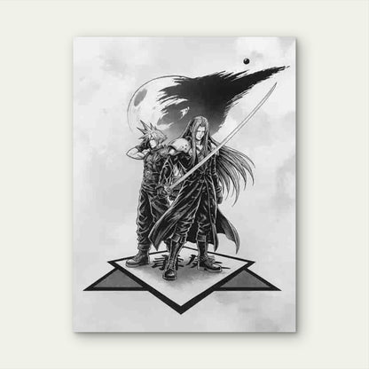 Final Fantasy Artwork Modern Retro 60x90cm Metal Print Ready to Hang - Bella Home Decor