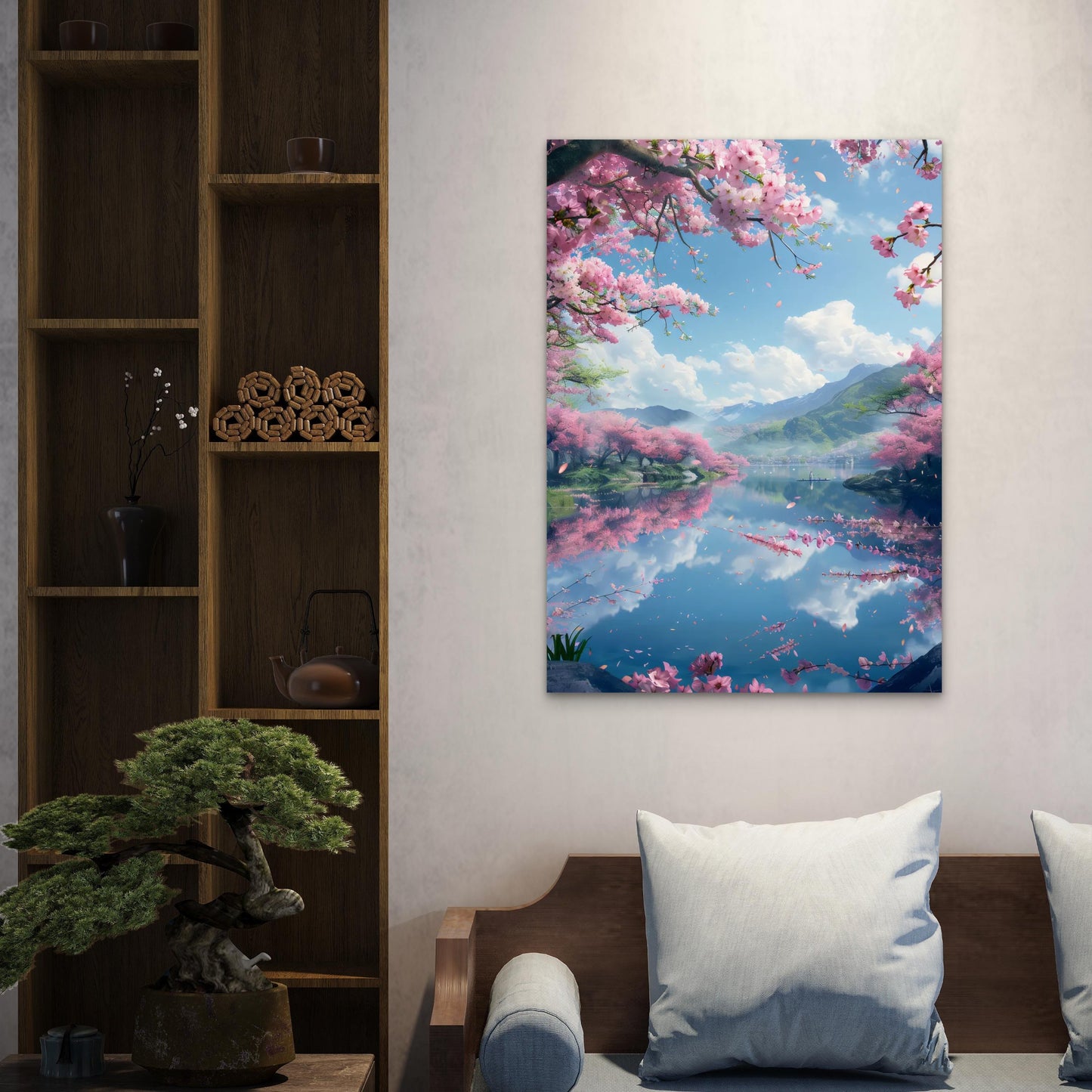 Lake Kawaguchi Sakura Mountains 40x60cm Metal Print Ready to Hang