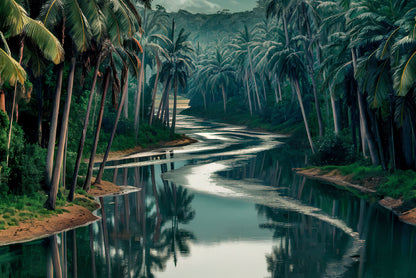 Tropical Forest with Trees, Lake Print 100% Australian Made - Bella Home Decor