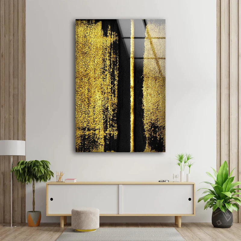 Gold Black Abstract UV Direct Aluminum Print Australian Made Quality