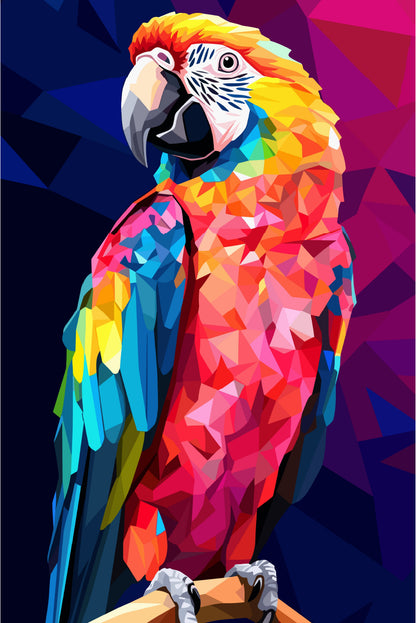 Colorful Mosaic Macaw Parrot Bird 40x60cm Metal Print Ready to Hang