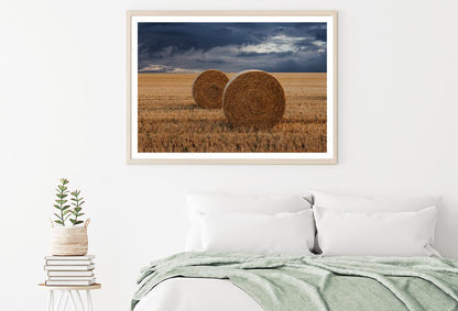 Straw Bales in A Field at Sunset View Home Decor Premium Quality Poster Print Choose Your Sizes