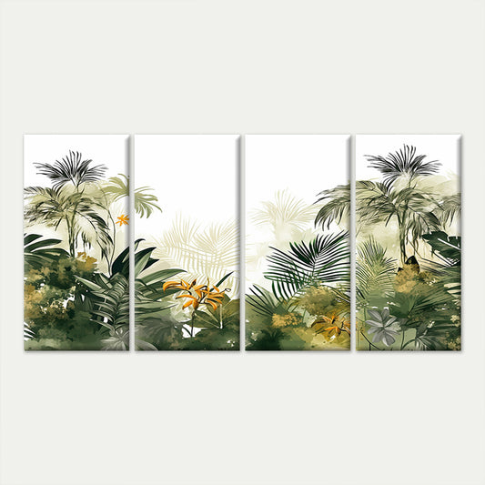 4pcs Exotic Rainforest Floral Monstera Design Wall Art Canvas Framed 45x80cm - High Quality Print 100% Australian Made Wall Canvas Ready to Hang