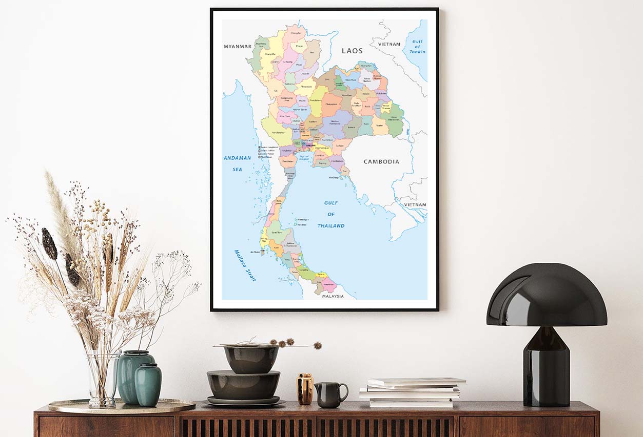 Thailand Administrative Map Home Decor Premium Quality Poster Print Choose Your Sizes