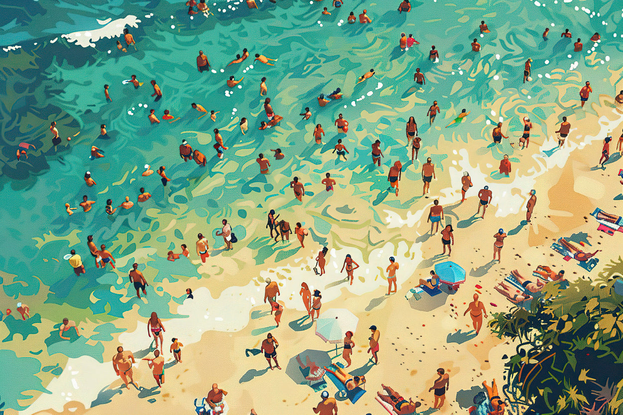Nature Summer Hawaii Beach with People Wall Art Decor 100% Australian Made
