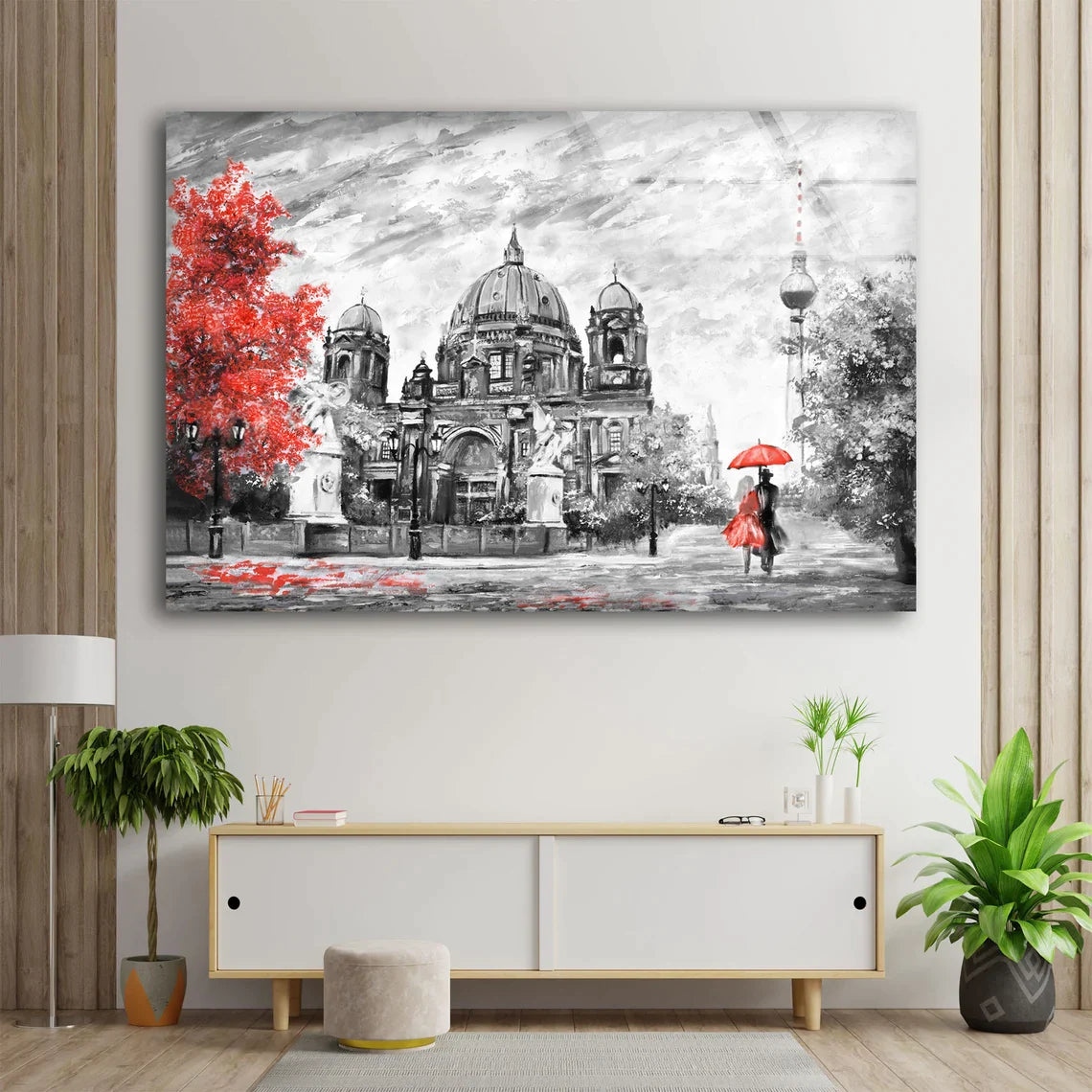 Couple & Tower Painting UV Direct Aluminum Print Australian Made Quality