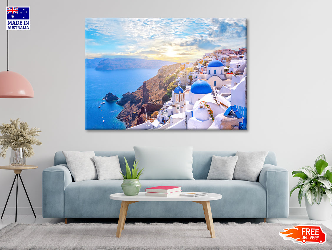 Sunrise In Oia Santorini Greece Print 100% Australian Made - Bella Home Decor